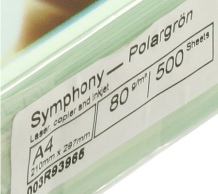 Бумага офисная цветная Xerox Symphony (по листам), А4 (210*297 мм), 80 г/м2, серовато-зеленая (цена за 1 лист)