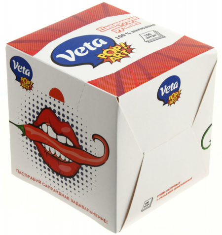 Полотенца бумажные Veta Pop Art (в пачке), 1 пачка, ширина 105 мм, 100 шт., белые