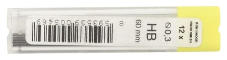 Грифели для автоматических карандашей Koh-i-Noor, толщина грифеля 0,3 мм, твердость ТМ, 12 шт. 