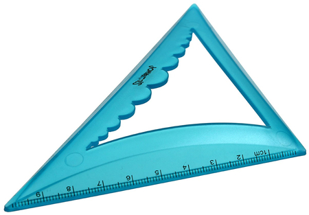Треугольник выпуклый пластиковый Silwerhof, 14/10 см, 45°, прозрачный синий