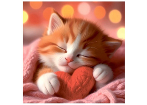 Мини-открытка в букеты «Стильная открытка», 70×70 мм, «Котик с сердцем»