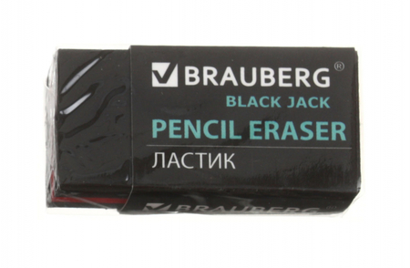 Ластик Brauberg Black Jack, 40*20*11 мм, черный с красным