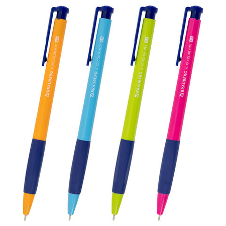 Ручка шариковая автоматическая Brauberg A-30 Color Mix, корпус ассорти, стержень синий Ручка шариковая автоматическая Brauberg A-30 Color Mix, корпус ассорти, стержень синий