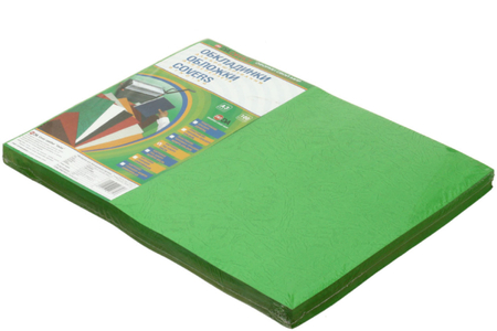 Обложки для переплета картонные D&A (А3), А3, 100 шт., 230 г/м2, зеленые, тиснение «под кожу»