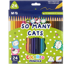 Карандаши цветные So Many Cats, 24 цвета, длина 175 мм