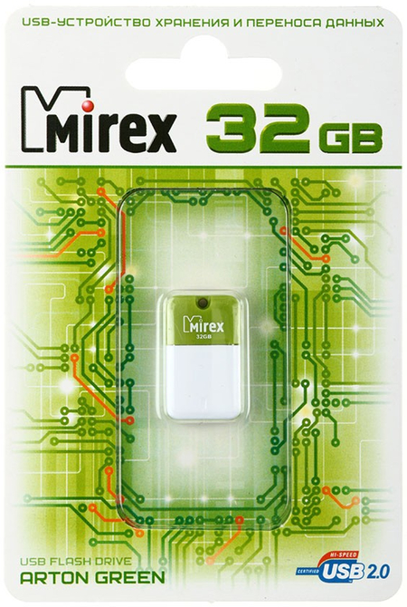 Флэш-накопитель Mirex Arton, 32Gb, корпус бело-салататовый