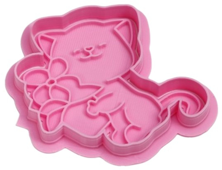 Форма пластиковая для печенья «Кошечка с цветами», 8,5*7,5 см, розовая