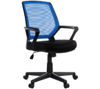 Кресло офисное Helmi HL-M02 Step, материал обивки – ткань-сетка на спинке синяя, сиденье из ткани TW чёрного цвета