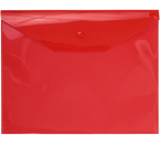 Папка-конверт пластиковая на кнопке OfficeSpace А5, толщина пластика 0,15 мм, прозрачная красная