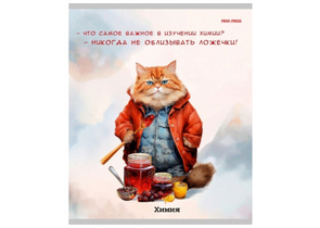 Тетрадь предметная А5, 48 л. на скобе «Жил-был кот», 170×207 мм, клетка, «Химия»