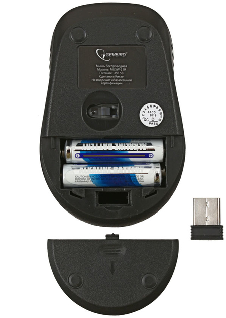 Мышь компьютерная Gembird MUSW-219, беспроводная, черная