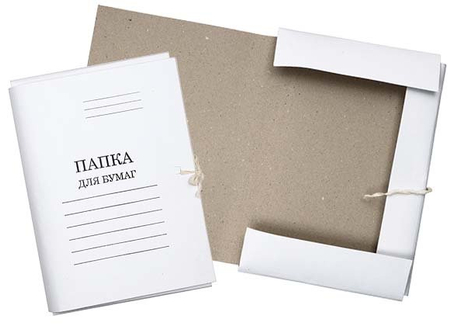 Папка картонная на завязках «Папка для бумаг», А4, ширина корешка 15 мм, плотность 260 г/м2, немелованная белая Папка картонная на завязках «Папка для бумаг», А4, ширина корешка 15 мм, плотность 260 г/м2, немелованная белая