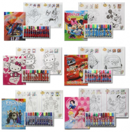 Фломастеры с раскраской (в пластиковой упаковке), 12 цветов, толщина линии 1-2 мм, вентилируемый колпачок, ассорти