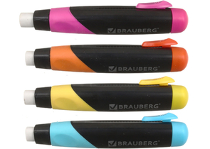 Ластик Brauberg Blaster в пластиковом футляре, 112×21×24 мм, белый, цвет футляра - ассорти Ластик Brauberg Blaster в пластиковом футляре, 112×21×24 мм, белый, цвет футляра - ассорти
