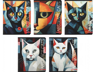 Тетрадь общая А5, 48 л. на скобе «Графичные коты»