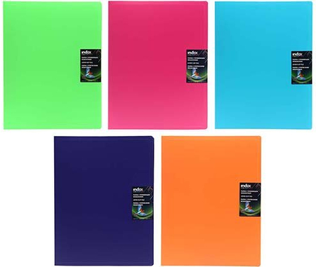 Папка-скоросшиватель пластиковая с пружиной Index, толщина пластика 0,7 мм, ассорти