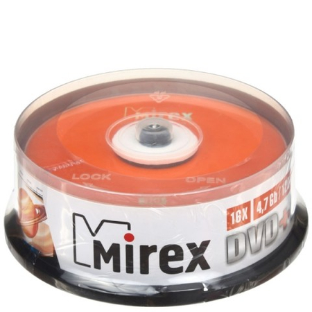 Компакт-диск DVD+R Mirex, 16x, 25 шт., в тубе