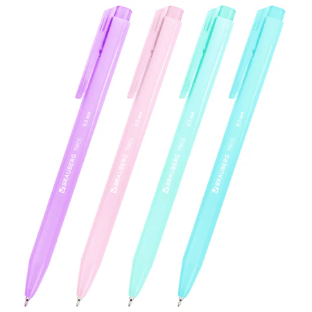 Ручка шариковая автоматическая одноразовая Brauberg Trios Pastel Color, корпус ассорти, стержень синий Ручка шариковая автоматическая одноразовая Brauberg Trios Pastel Color, корпус ассорти, стержень синий