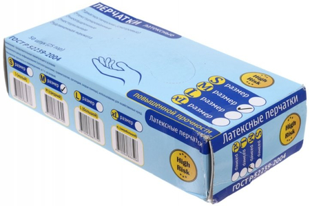 Перчатки латексные неопудренные одноразовые High Risk, размер M, 25 пар (50 шт.)
