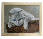 Картина White Cat (Джонс А.С.), 18×24 см, картон, масло (живопись)