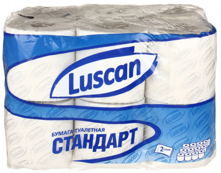 Бумага туалетная Luscan Standart, 12 рулонов, ширина 95 мм, серая