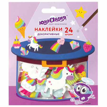 Наклейки мягкие «Юнландия», «Единорог и радуга», 24 шт.