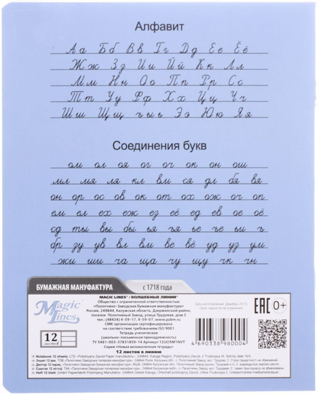 Тетрадь школьная А5, 12 л. на скобе «Новая великолепная тетрадь», 165*205 мм, линия, серо-голубая