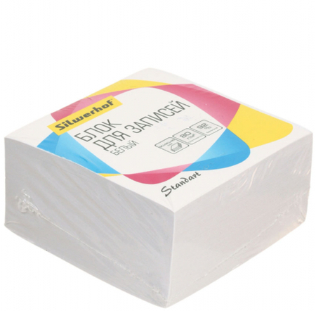 Блок бумаги для заметок «Куб» Silwerhof Standart, 90*90*45 мм, непроклеенный, белый