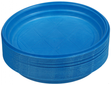 Тарелки одноразовые десертные «ИнтроПластик», диаметр 16,5 см, 100 шт., синие Тарелки одноразовые десертные «ИнтроПластик», диаметр 16,5 см, 100 шт., синие