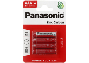 Батарейки солевые Panasonic Zinc Carbon, AAA, R03, 1.5V, 4 шт.