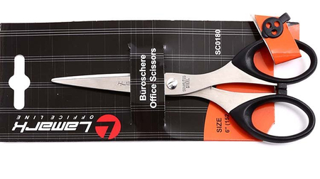 Ножницы канцелярские Lamark 180, 152 мм, ручки черные Ножницы канцелярские Lamark 180, 152 мм, ручки черные