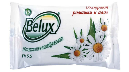 Салфетки влажные Belux, 15 шт., ассорти (цена за 1 упаковку)