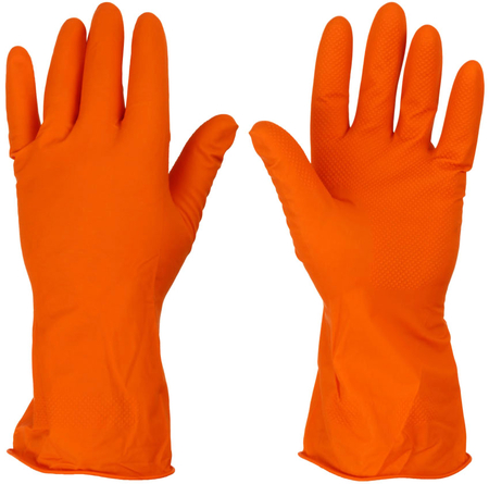 Перчатки латексные хозяйственные «Умничка», размер XL, оранжевые