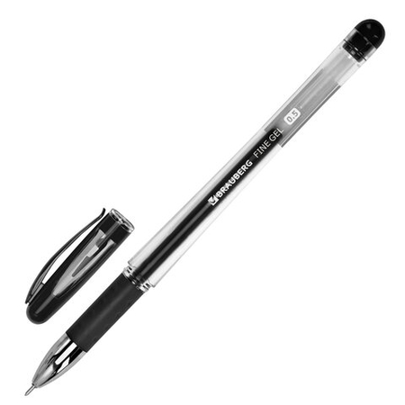 Ручка гелевая Brauberg Fine Gel, корпус прозрачный, стержень черный Ручка гелевая Brauberg Fine Gel, корпус прозрачный, стержень черный
