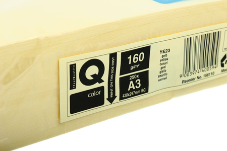 Бумага офисная цветная IQ Color, А3 (297*420 мм), 160 г/м2, 250 л., желтая