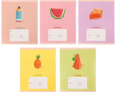 Тетрадь школьная А5, 12 л. на скобе «Милый микс», 165*200 мм, клетка, ассорти Тетрадь школьная А5, 12 л. на скобе «Милый микс», 165*200 мм, клетка, ассорти