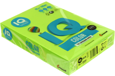 Бумага офисная цветная IQ Color, А4 (210*297 мм), 80 г/м2, 500 л., зеленый неон Бумага офисная цветная IQ Color, А4 (210*297 мм), 80 г/м2, 500 л., зеленый неон