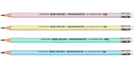 Карандаш чернографитный Workmate Macaroon Color, твердость грифеля ТМ, с ластиком, корпус ассорти Карандаш чернографитный Workmate Macaroon Color, твердость грифеля ТМ, с ластиком, корпус ассорти