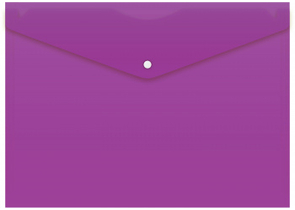 Папка-конверт пластиковая на кнопке «Бюрократ» А4, толщина пластика 0,18 мм, фиолетовая