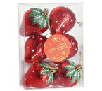 Набор елочных игрушек «Клубничка», 6 шт., 4×6 см, красные