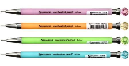 Карандаш автоматический Brauberg Diamond, толщина грифеля 0,5 мм, корпус ассорти