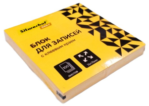 Бумага для заметок с липким краем Silwerhof Daily, 76×76 мм, 1 блок×100 л., оранжевая неон