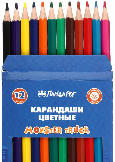 Карандаши цветные «ПандаРог. Гонка», 12 цветов, длина 175 мм Карандаши цветные «ПандаРог. Гонка», 12 цветов, длина 175 мм
