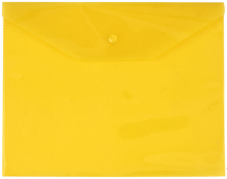 Папка-конверт пластиковая на кнопке OfficeSpace А5, толщина пластика 0,12 мм, прозрачно-желтая