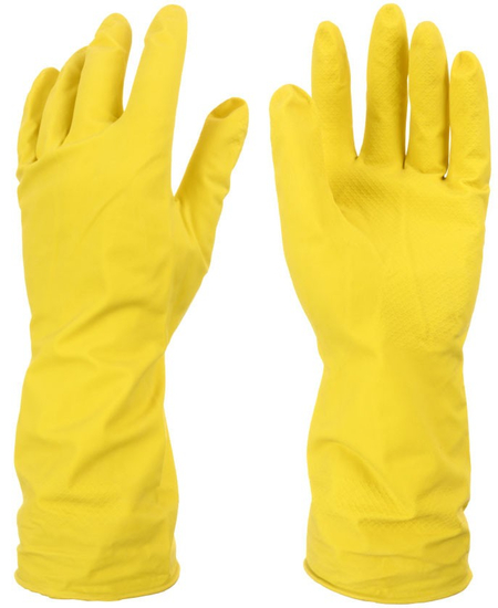 Перчатки латексные с хлопковым напылением Komfi, размер L, желтые