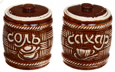 Набор для специй керамический, 2 предмета, «Соль-сахар тертый» (высота 13,5 см)