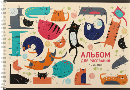 Альбом для рисования А4 «Полиграф Принт», 40 л., «Кошачьи забавы»