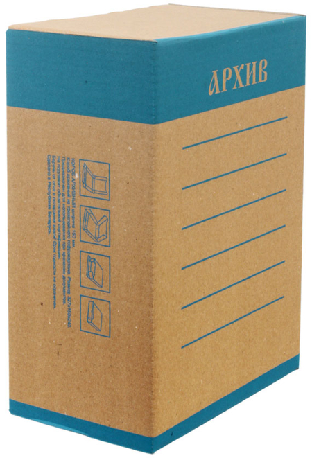 Короб архивный из гофрокартона «ЭКО», корешок 150 мм, 327*150*240 мм, бурый с синим Короб архивный из гофрокартона «ЭКО», корешок 150 мм, 327*150*240 мм, бурый с синим