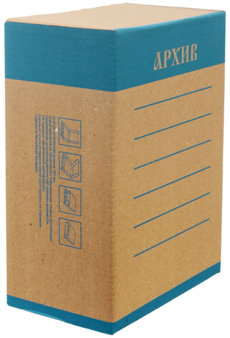 Короб архивный из гофрокартона «ЭКО», корешок 150 мм, 327*150*240 мм, бурый с синим