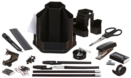 Органайзер настольный Economix поворотный (в коробке), 14 предметов, черный